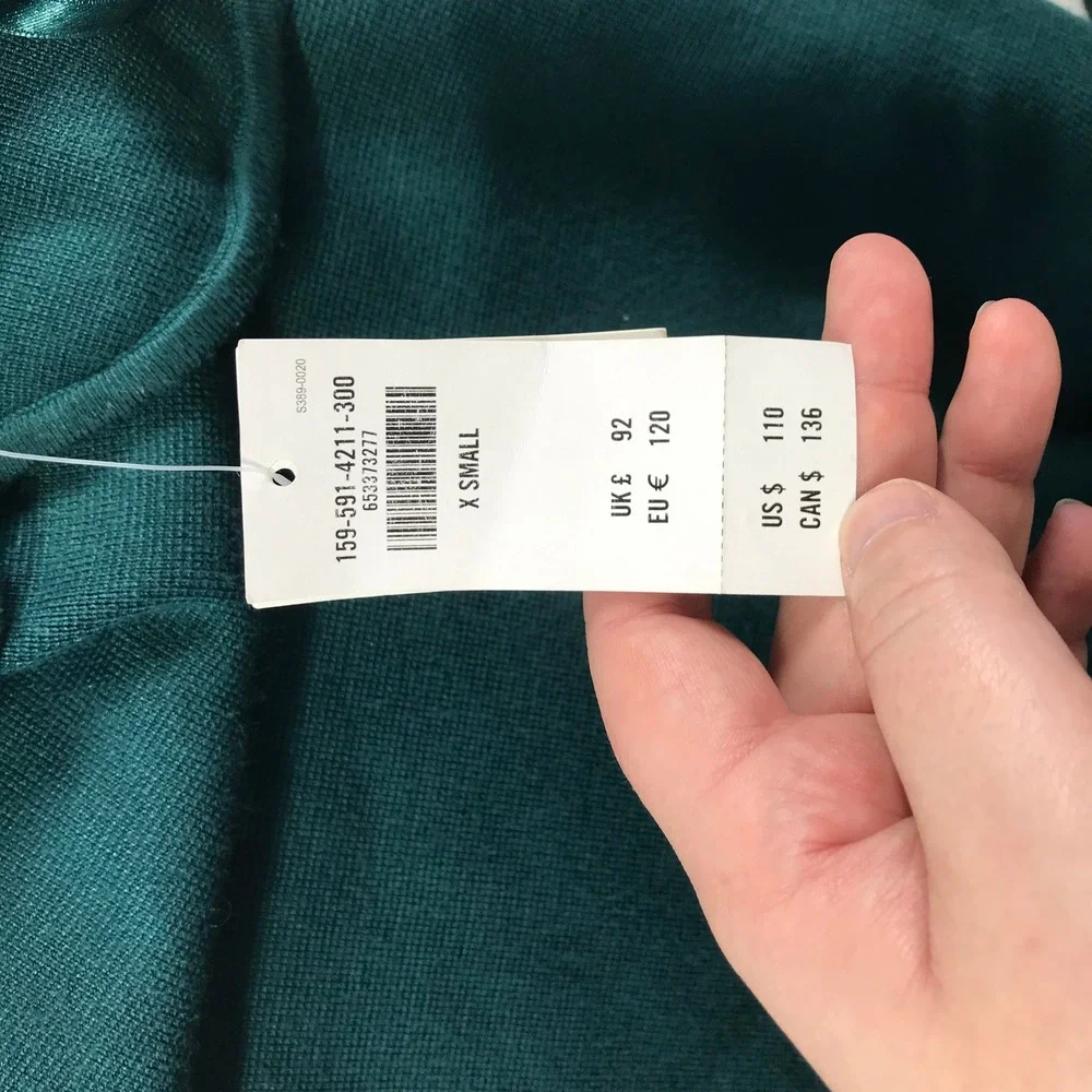 Abercrombie & Fitch Strapless Sweater Maxi Dress Teal Green Sweetheart XS NEW